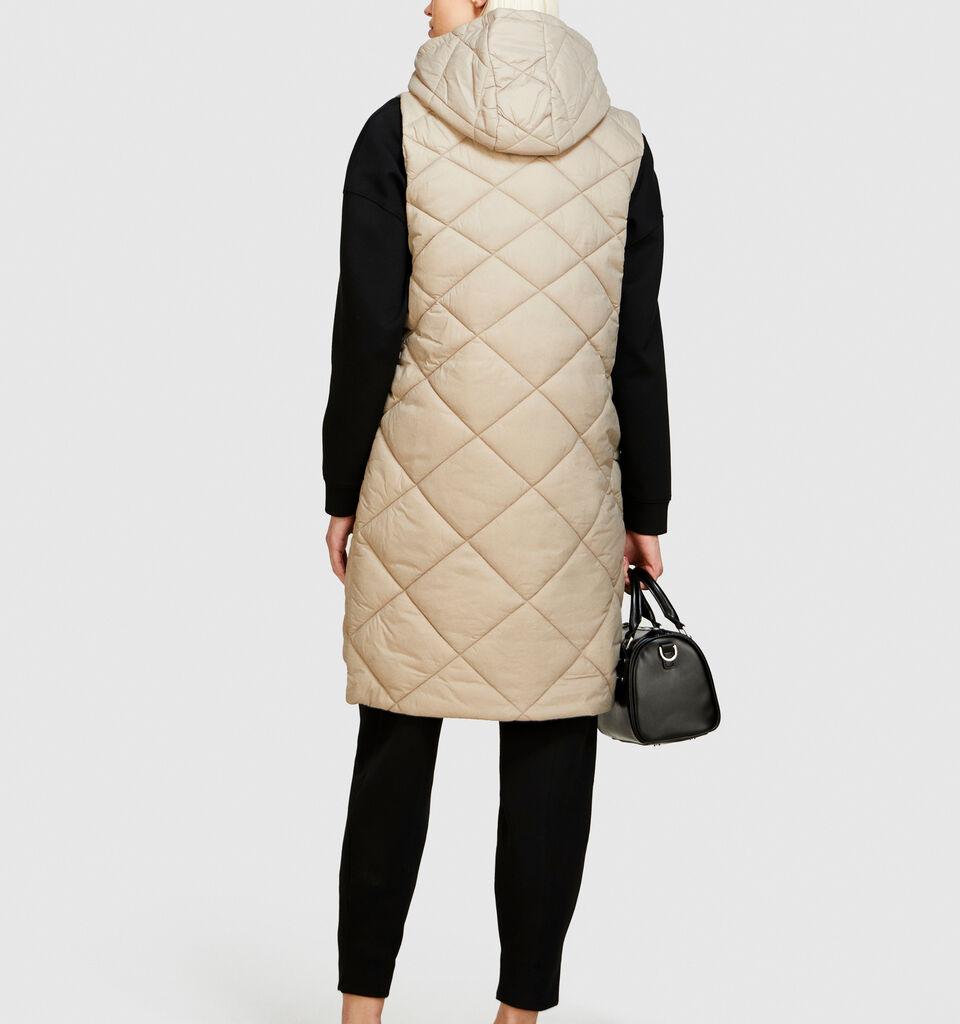 Long vest with hood - women's vests and sleeveless jackets - Beige | Sisley image number 3